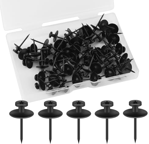 60 Pack Black Double Headed Picture Hanging Nails,Metal Push Pins for Wall, Cork Board & Drywall,Small Decorative Hooks for Home & Office Use