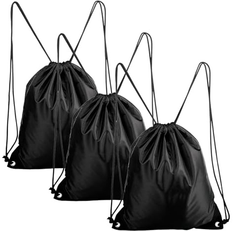 3 Stück Turnbeutel mit Kordelzug,Schwarz Sportbeutel für Herren Damen,Turnbeutel String Schwimmbeutel Rucksack für Sport,Fitnessstudio,Reisen,Schwimmen,Strand(schwarz)