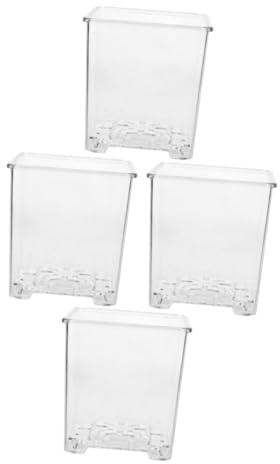 Hohopeti Set 4 Vasi per Orchidee in Acrilico Trasparente Fori di Drenaggio Vaso da Vivaio Traspirante per Piante da Interno ed Esterno Contenitori per Piante Fessura per Radici Aerate