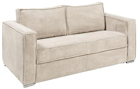 Vente-unique - Schlafsofa 3 Loreto - Samt - beige