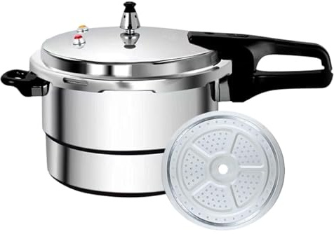 Olla a presión grande – 7 litros de capacidad para comidas rápidas y uniformes, diseño de doble asa, de control de mango , base compatible con inducción + rápida distribución del calor
