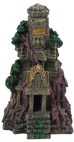Relaxdays Aquarium Deko, Tempel, Polyresin, HxBxT: 26 x 15,5 x 13 cm, grau | Aquariumdekoration für Süß- & Salzwasser