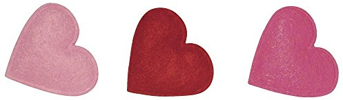 RAYHER - Filz-Herzen, 3 cm, SB-Btl. 24 Stk, 4 Rot-/Pinktöne , gemischt