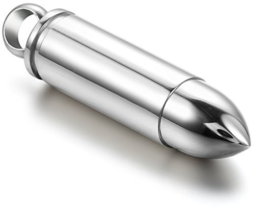 JewelryWe Stainless Steel Silver Polished Bullet Pendant 22 Inch Chain Necklace for Men