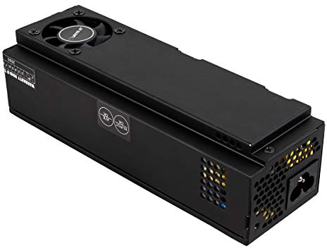 UNYKAch Fuente de Alimentación ITX 150W, Consumo Inferior a 0,5W, Potencia Nominal 150W, Alto Rendimiento, Ventilador de 40 mm, Conector Sata, 20 + 4 Pines, Molex