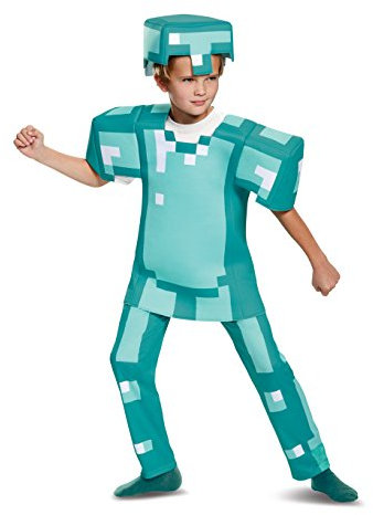 DISGUISE DISK65662K - Costume da bambino con armatura in diamante deluxe di Minecraft, per Halloween, taglia M