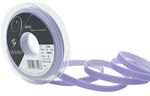 Berisfords Velvet Ribbon Violet 15mm x 10m - Nylon Craft Ribbon for Sewing, Gift Wrapping and Hair Accessories