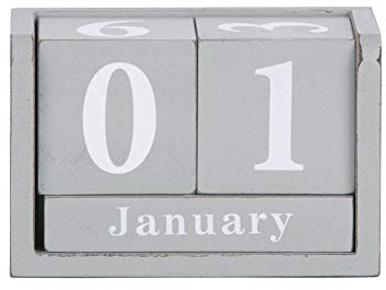 Rivanto Tisch Dauerkalender aus Holz, Shabby-Optik, in grauem Used-Look