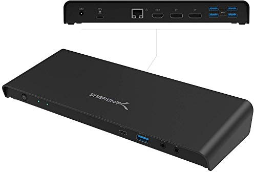 Sabrent Station d’Accueil 10 Ports avec capacité de Recharge, USB Type C, Triple branchements 4K, Compatible Uniquement avec Les PC Windows USB-C (DS-T4KD)