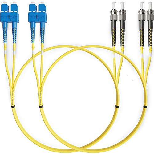 BEYONDTECH Cable de fibra óptica SC a ST OS1 Monomodo Duplex (3 Metros) - Latiguillo Doble Fibra Óptica UPC/UPC - 9/125 (LSZH)