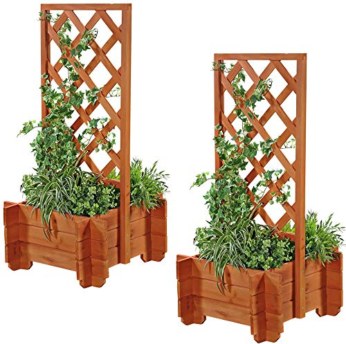 Melko Rosenbogen + Pflanzkübel 2X Pergola Spalier Blumenkübel Rankhilfe Torbogen Holz