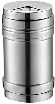 sourcing map Stainless Steel Dredge Salt/Sugar/Spice/Pepper Shaker Seasoning Cans with Rotating Cover 96mmLx54mmD