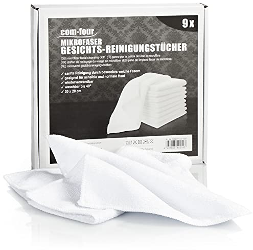 com-four® 9x Gesichts-Reinigungstücher aus Microfaser - GSM 250 gr/m² - sanfte Make-Up Entferner zum Abschminken von empfindlicher Haut