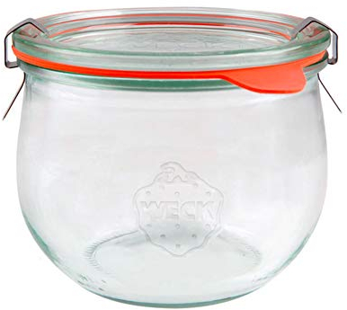 EcoBaker WECK 744 580ml Tulip Storage Jar Including Glass Lid, Seal & Clamps For Sourdough, Preserving, Canning, Yoghurt, Kimchi, Jam