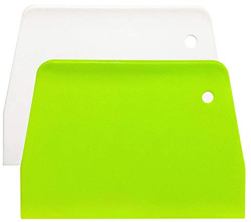YUNDUOJIA (2PCS) Dough Scraper Bowl Scraper ，Food safe Plastic Dough Cutter， Flexible Plastic Scraper Practical Bench Scraper Multipurpose Food Scrappers for Bread Dough Cake Fondant Icing