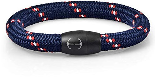 Pulsera náutica trenzada náutica con cierre magnético, pulsera marítima surfista Galeara Nau, 195, tela