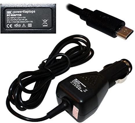Power4Laptops DC Adapter Tablet Car Charger Compatible With Lenovo Tab E10