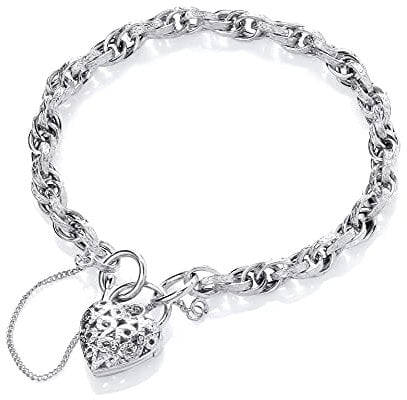 Old English Jewellers Sterling Silver Victorian Style Bracelet - Heart Padlock
