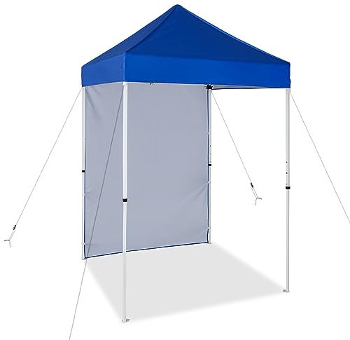 EAGLE PEAK Pop up Canopy 1.5x1.5m, Outdoor Portable Canopy Zelt mit Einer abnehmbaren Sonnenwand, Tragetasche enthalten, Blau