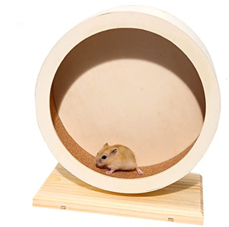 antiai Hamster Wooden Silent Wheel, Small Animal Exercise Wheel Accessories, Quiet Spinner Hamster Running Wheels Prevent Depression Toys for Hamsters, Gerbils, Mice and Other Small Pets (S)