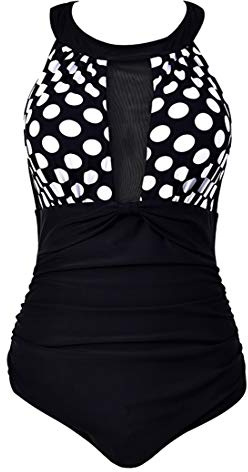 Viloree Maillots de Bain 1 Pièce Femme Amincissant Bikini Grande Taille Monokini Push up Pois M