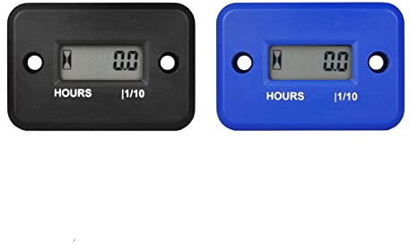 NInE-ROnG 2 Stück Digital LCD Induktiver Betriebsstundenzähler Wartungserinnerung Wasserdicht für Rasenmäher Schneefräse Boot Wechselrichter Generator Motor Kleiner Gasmotor (black+blue)