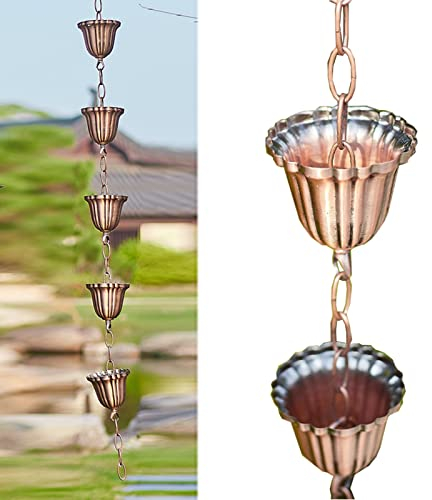 Regenkette Regenketten für Dachrinnen - 1m Außen Regenfänger Fallrohre Regenkette, Metall Gartendeko Rinnenketten Gewicht, für Veranda Terrasse (Color : Style1, Size : 100cm(3.3ft))