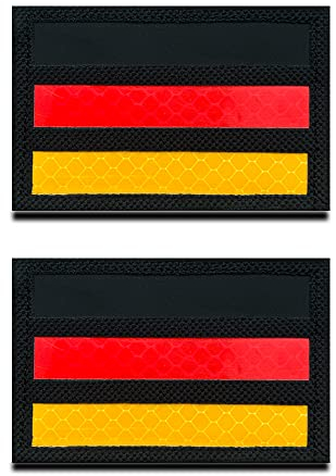 2 Stück Reflektierendes Deutschland Germany Flagge Patch Infrarot IR Reflektiv Militär Deutschland Patches Rückseite für Rucksäcke Kleidung Taschen Uniform Weste Jersey Reisen CS