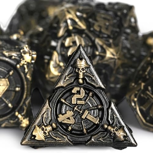 HKDZ D&D-Würfel-Set aus Metall, polyedrische RPG-DND-Würfel, bunt, 7-teilig