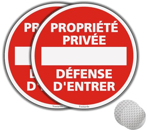 Panneau Propriété Privée Défense D'Entrer,Interdire une entrée dans une propriété privée Panneau de sécurité Diamètre 167 mm -Aluminium de 1 mm(2)