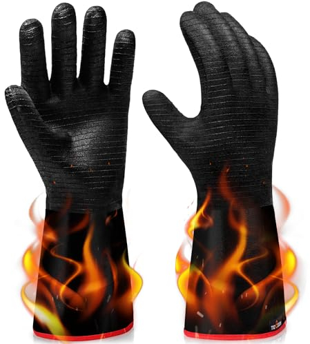 TECEUM BBQ Grillhandschuhe - Slip Ofenhandschuhe Handschuhe für Grillen, Kochen, Räuchern & Camping 1