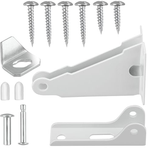 Screen Door Closer Kit, Storm Door Replacement Parts Compatible with Wright Products Andersen/Emco/Larson/40201/Pella, Screen Door Stopper Parts with Brackets, Pins and Mounting Screws (White)
