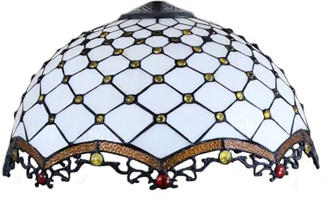 AIBOTY Weißer Schirm 16 Zoll weißes gebeiztes Glas Lampenschirm Ersatz für Tischlampe Küche Insel Lampe, Vintage Tiffany Stil solide Farbe Schatten für Schreibtischlampe Pendelleuchte