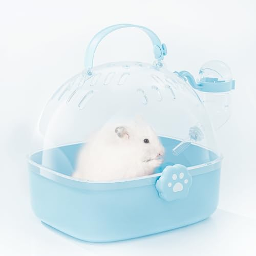 BUCATSTATE Cage de transport pour petits animaux avec bouteille d'eau, sac de transport portable pour hamster, 18,4 x 17 x 16,3 cm (L x l x H) pour petits animaux de compagnie, gerbilles, souris,