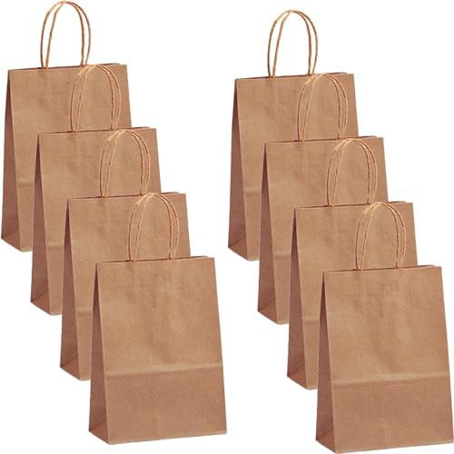 30 Stück Papiertüten Braun mit Henkel Geschenktüten Klein mit Henkel,Papiertüten 15X8X21cm,Henkeltüten Papier Papiertüten Weihnachten Tüten Papier für Hochzeitsfeier,Einkaufstüten und Geburtstags