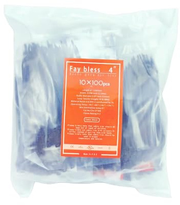 Kabelbinder (100mm 1000pcs, black) - Nylon Kunststoff Kabelbinder für Elektrik, Zaun, PC, Büro, Garage und Werkstatt im Freien