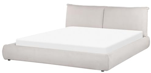 Wasserbett Cord beige 180 x 200 cm mit gepolstertem Kopfteil Matratze Vinay