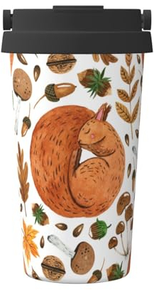 FUkker Tazza da caffè isolata, tazza da viaggio da 500 ml Tazza da caffè tumbler isolata in acciaio inossidabile,Scoiattolo
