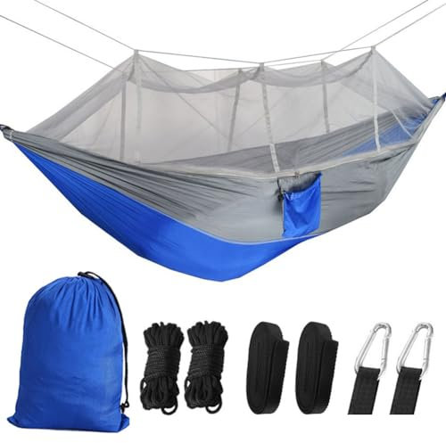 Gohytal Hängematte Outdoor, Reise Camping Hängematte, Ultraleichte Hängematte mit Moskitonetz, Faltbar Tragbare Hängematte mit 300 kg Belastbarkeit, für Garten Drinnen Balkon Terrasse Camping