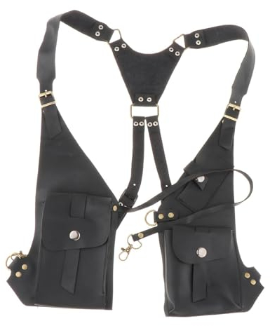 Dickly Leder Umhängetaschen Holster Tasche, Verstellbarer Schultergurt, Männer Crossbody Bag Outdoor, große Handytasche, Retro Unterarm Holster Pouch Tasche für Reisen Camping Party, Stil h