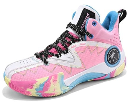 Zapatos Chaussures de basket-ball pour homme - Baskets décontractées pour le travail, la course à pied, la marche, J66201 Rose Blanc, 36 1/3 EU