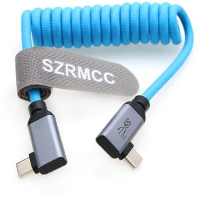 SZRMCC USB C 3.1 Gen 2 Coiled Cable USB-C to USB-C Male 10Gbps 100W PD Fast Charging Monitor Cable Compatible with Samsung Galaxy, Tablet, Phone