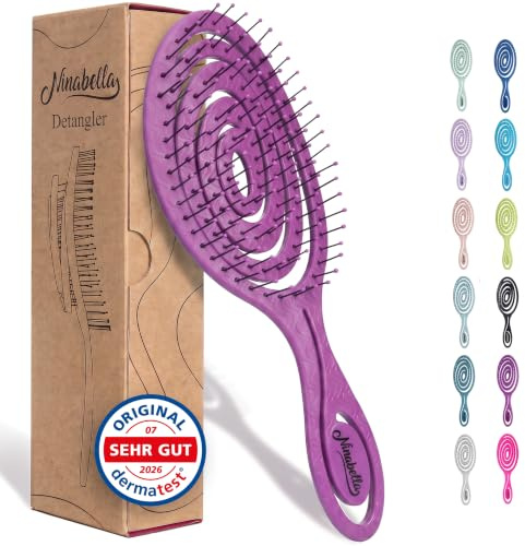 Ninabella Haarbürste ohne Ziepen - Detangler Bürste, Entwirrbürste & Lockenbürste für feines und langes Haar - Haarbürste Damen Herren Kinder - für nasse und trockene Haare - Beere