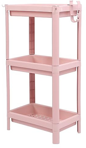 Wifehelper Rosa Badezimmer-Bodenregal, Mehrschichtige, Stabile Standregale für Kleine Räume (3 Schichten)