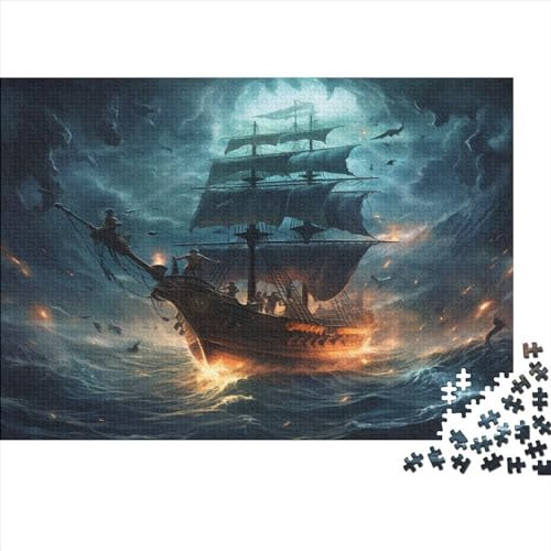 Pirate Ship Puzzle - Premium Jigsaw Puzzles For Adults - Jigsaws 1000 Piece Jigsaw Puzzles For Adults - Unique Cut Jigsaw Board - Adult Puzzles And Puzzle Board for Stress Relief 1000pcs (75x50cm)