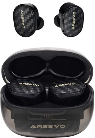 AREEVO EVO Auriculares inalámbricos, Resistente al Sudor Bluetooth 5.3 Auriculares In Ear con Smart Touch Control, Fibra de Carbono, 24H Playtime, Sonido HiFi, Micrófono ENC para Llamadas nítidas