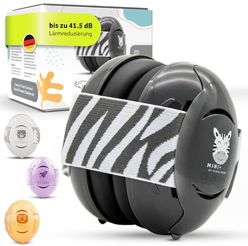 Schallwerk ® Mini+ Gehörschutz (Zebra Shadow) - Kapselgehörschutz für Kleinkinder und Kinder - Hochwertige Lärmschutz Kopfhörer - Gehörschutz Ohrenschützer ideal für Alltag & Events