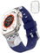Fullmosa Bracelet Compatible avec Apple Watch 49mm robuste en silicone avec protecteurs d'écran pour homme, pour Apple Watch Ultra/Ultra 2 49mm,Noir+Argent