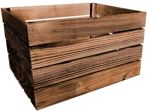 Lermowood Holzkisten Reg 50 x 40 x 30cm Eiche | Dekokisten aus Holz Massive Holzkiste Regalkiste Weinkiste