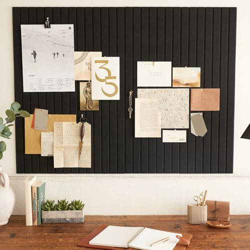 Large Felt Bulletin Board - Stylish Perfectly Sized 35 x 47 Cork Board Alternative for Office & Wall Decor – 12 Customizable Adhesive Tiles w/Golden Pins are Perfect to Display Your Photos